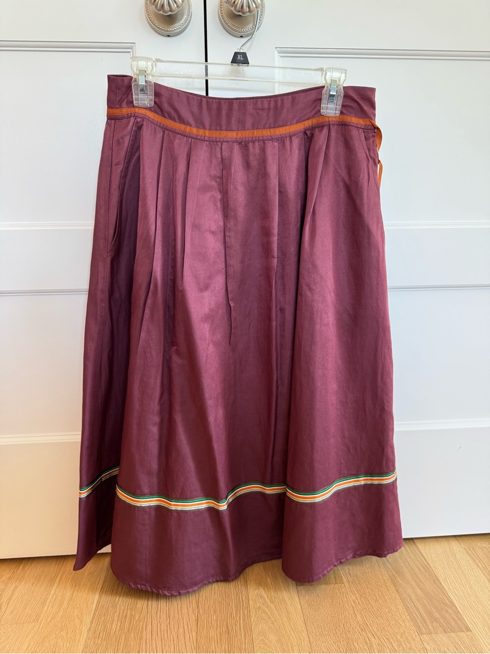 Matta New York Zapotec plum/wine A-Line Skirt with Orange Trim